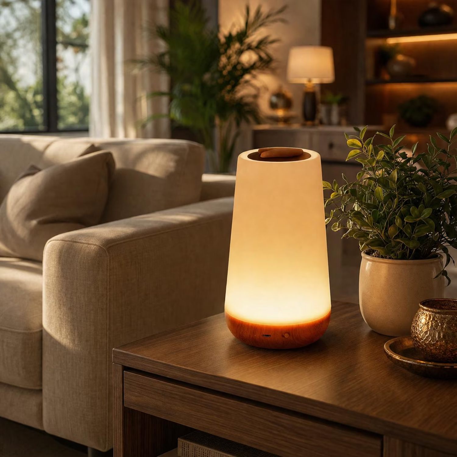 Touch Activated RGB Ambient Light, Rechargeable Dimmable Bedside Lamp With Remote Control & Multi Color Lighting Modes