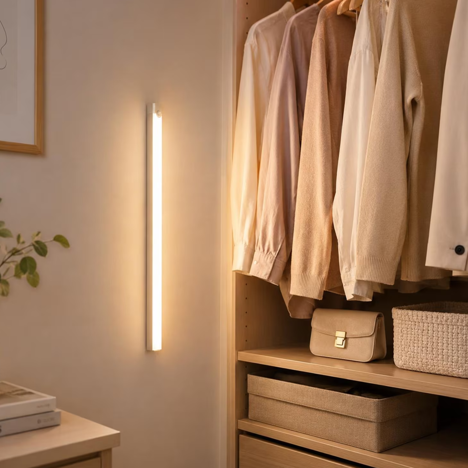 Motion Activated Strip Lighting, Wireless Rechargeable Magnetic LED Light For Cabinets, Wardrobes And Corridors