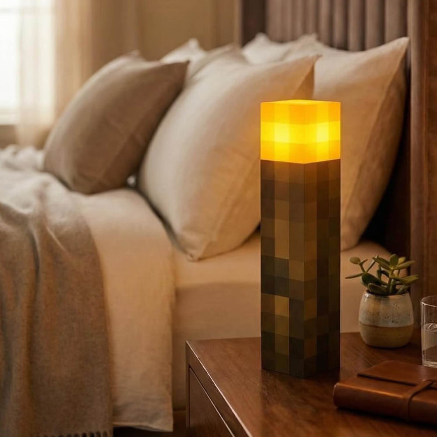 Pixel Block LED Night Lamp, Nostalgic Game Themed Ambient Lighting For Bedroom And Gaming Station Decor