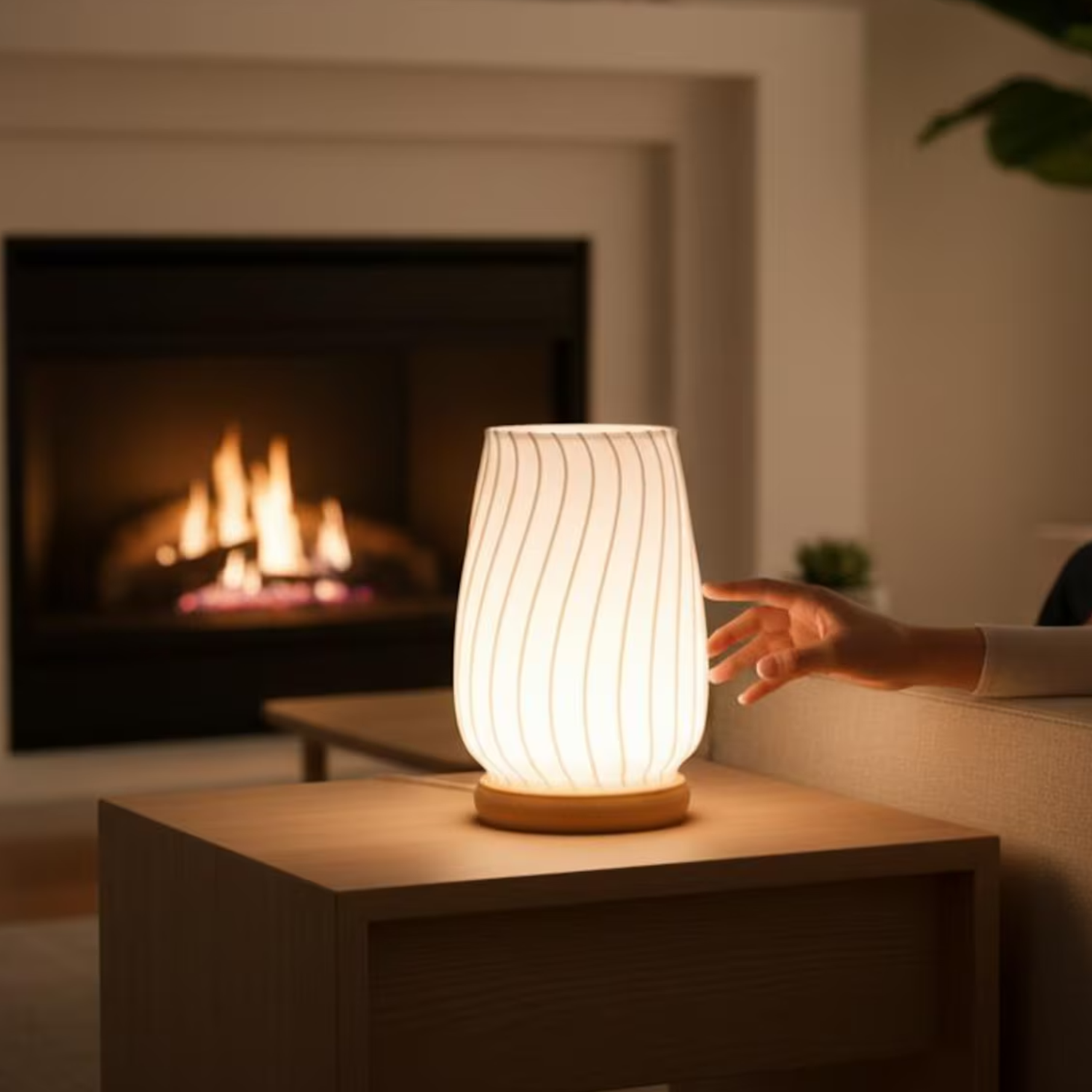 Curved Line Shade Accent Table Lamp, Warm Ambient Bedside Lighting For Relaxed Living Space Decoration